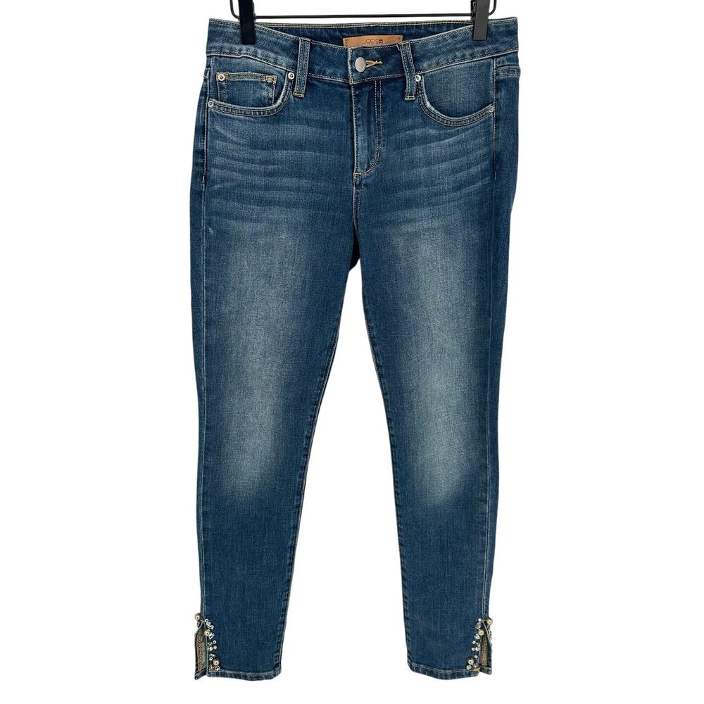 Joe's Jeans The Icon Embellished Skinny Ankle Jean Blue Dark Wash Festival 27